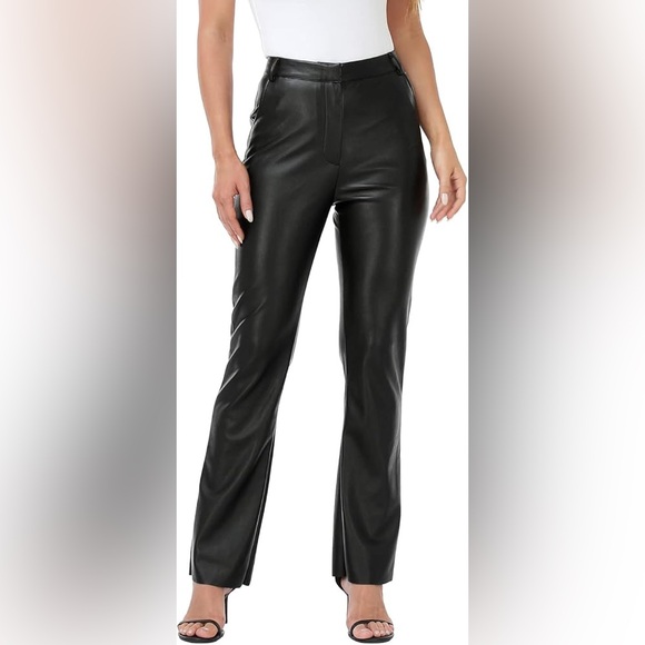 Laurence Roy Leather bootcut Pants jeans 10 black trousers jeans - Picture 2 of 11